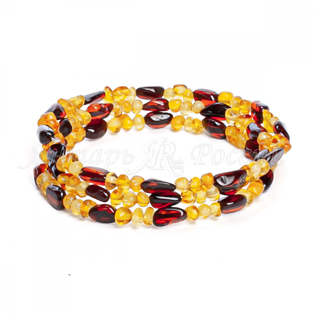 Браслет на струне из янтаря